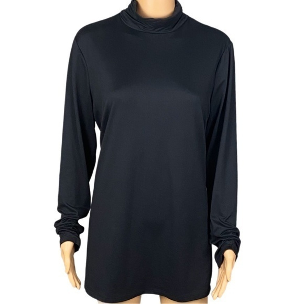 LANE BRYANT black, ultra-soft, shirred mock-neck turtleneck. Size 14/16. EUC